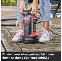 Einhell Schmutzwasserpumpe im Einsatz auf Holzterrasse