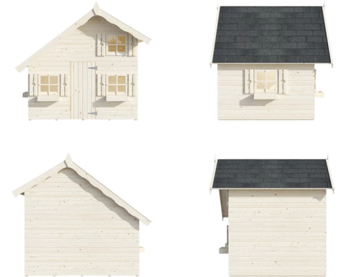 Vue multiple d'un abri de jardin en bois