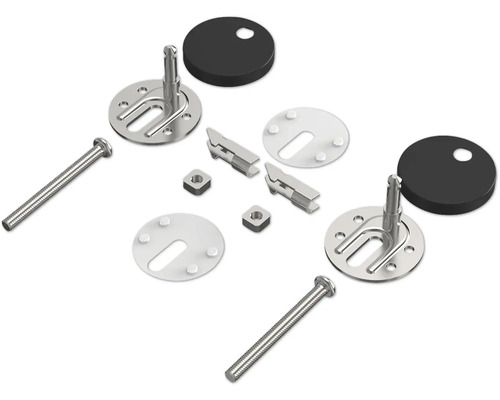 Kit de fixation pour sièges de WC avec vis, écrous, supports et rondelles