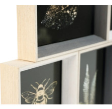 Tableau mural décoratif avec motifs végétaux et cadre en bois