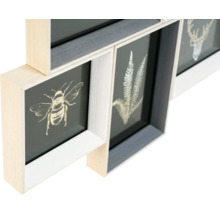 Cadre photo pêle-mêle avec des motifs d'abeille, de fougère et de cerf