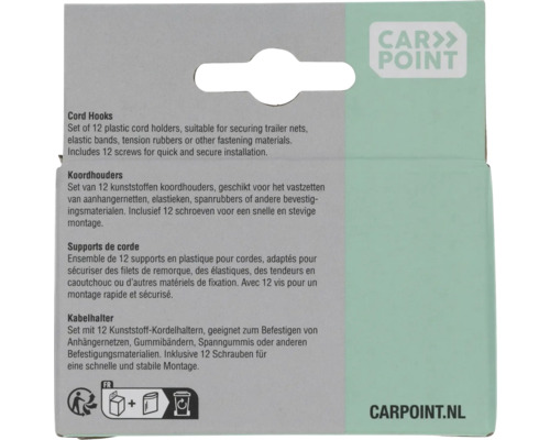 Ensemble de douze supports en plastique pour cordes avec vis pour sécuriser les filets de remorque, les élastiques et les tendeurs