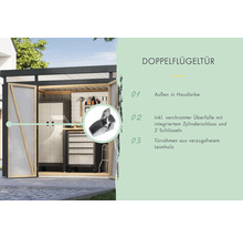 Porte à double battant avec serrure chromée et deux clés