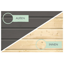 Holzwand mit Außen- und Innenansicht