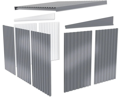 Éléments individuels d'un abri de jardin.