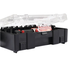 Jeu d'embouts dans un boîtier noir avec couvercle transparent