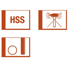 HSS Symbol, Symbol für keinen Hammerschlag, Symbol für Lochsägebohrer