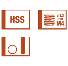 HSS-Symbol, Gewindesymbol Durchmesser 3,3 Millimeter, M4-Symbol