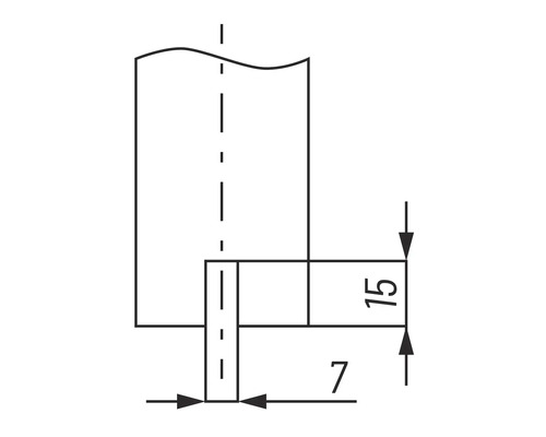 Technische Zeichnung mit Maßangaben 7 und 15