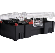 Werkzeugsatz mit schwarzem Gehäuse und durchsichtigem Deckel