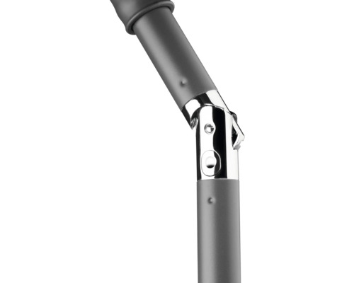 Detailansicht eines Sonnenschirmgelenks aus Metall