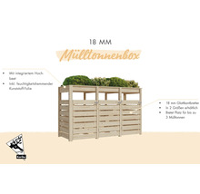 Cache-conteneurs en bois avec jardinière intégrée pour jusqu'à trois conteneurs à déchets