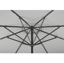 Vue détaillée d'un parasol ouvert montrant la construction