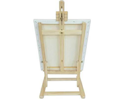 Holzstaffelei mit Leinwand von hinten