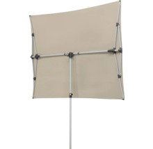 Vue arrière d'un parasol avec écran rectangulaire et armature métallique