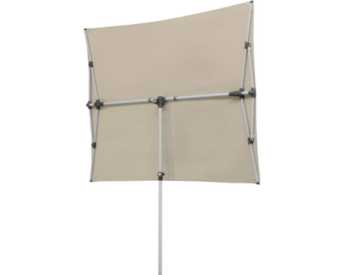 Vue arrière d'un parasol avec écran rectangulaire et armature métallique