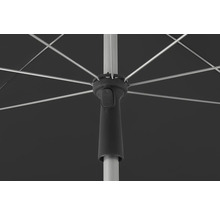 Detailansicht eines Sonnenschirms mit Streben und Mast