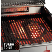 Vue intérieure d'un barbecue à gaz Enders avec fonction Turbo Zone et grille.