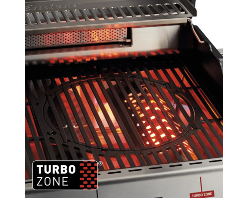 Vue intérieure d'un barbecue à gaz Enders avec fonction Turbo Zone et grille.