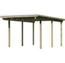 Holzunterstand mit sechs Pfosten und Dach