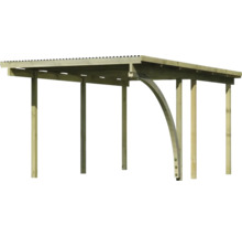 Holzcarport mit sechs Pfosten und Metalldach