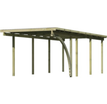 Holzunterstand mit Pfosten und Dach