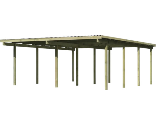 Holzcarport mit Säulen und Dach