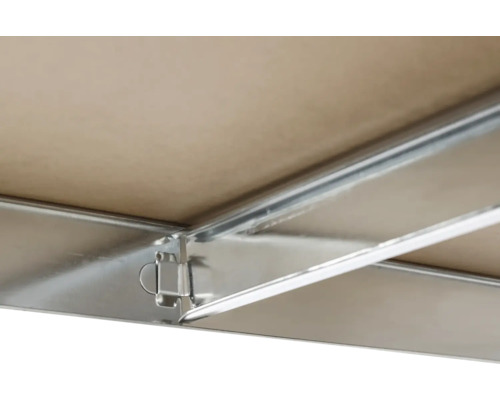 Detailansicht eines Metallrahmens mit brauner Platte