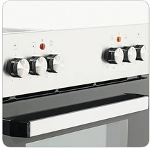 Vue détaillée d'une cuisinière électrique avec des boutons rotatifs pour le réglage de la température