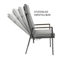 Chaise de jardin avec dossier réglable en continu