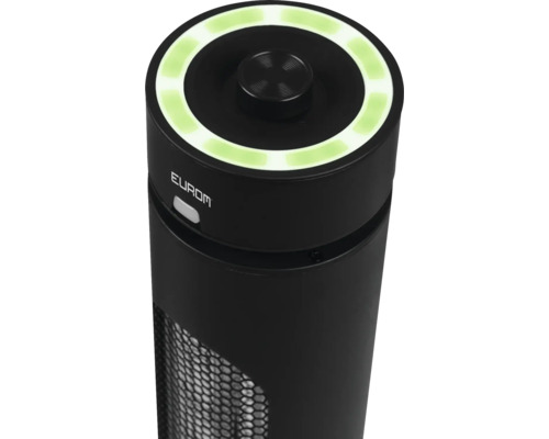 Ventilateur colonne Eurom avec panneau de commande sur le dessus et grille