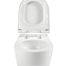 WC suspendu à fond creux avec bride ouverte et siège de WC