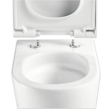 Toilettes blanches avec couvercle ouvert