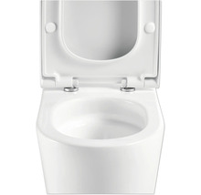 WC sur pied blanc avec couvercle de toilette ouvert