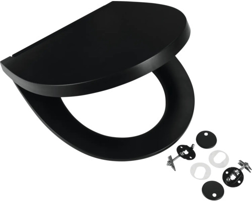 Abattant WC noir avec matériel de fixation