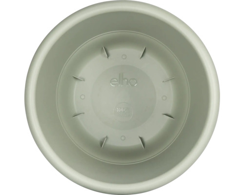 Vue intérieure d'une soucoupe de pot de fleurs ronde et verte de la marque Elho