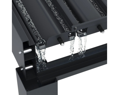 Detailansicht einer Terrassenüberdachung mit Wasserablauf