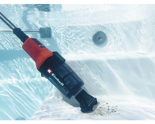 Logo Einhell. Aspirateur de piscine sous-marin utilisé pour nettoyer une piscine.