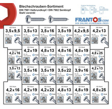 Blechschrauben Sortiment mit Halbrundkopf und Senkkopf