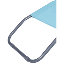 Vue détaillée d'un tabouret avec structure métallique et revêtement en tissu