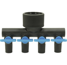 Distributeur avec quatre sorties et robinets d'arrêt