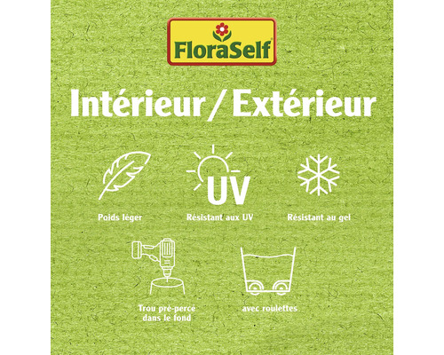 Logo FloraSelf, convient pour l'intérieur et l'extérieur, léger, résistant aux UV, résistant au gel, trou pré-percé dans le fond, avec roulettes