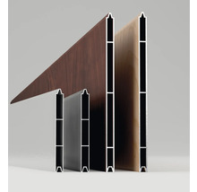 Différents profilés en aluminium avec décor en bois