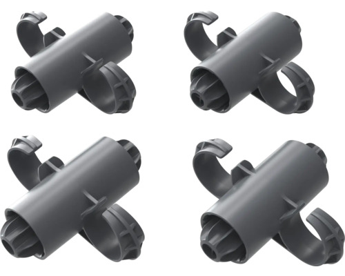 Quatre colliers de serrage gris pour la fixation de tuyaux