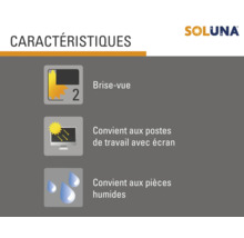 Caractéristiques du produit Soluna : brise-vue, convient aux postes de travail avec écran, convient aux pièces humides