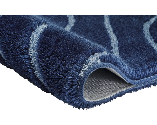 Tapis de bain bleu à motifs avec poils