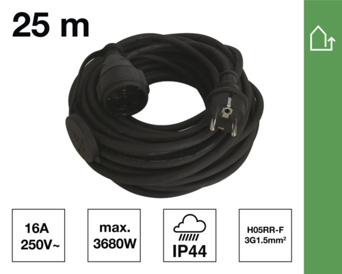 Verlängerungskabel 25 Meter mit Stecker und Kupplung