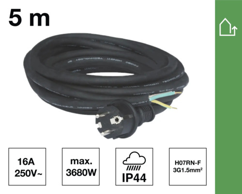 5 Meter Gummileitung mit Stecker