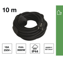 Schwarzes 10 Meter langes Verlängerungskabel mit Stecker und Kupplung