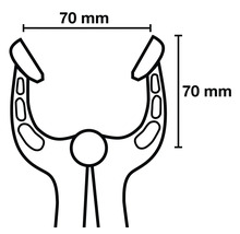 Dessin technique d'une pince avec les dimensions 70 millimètres sur 70 millimètres